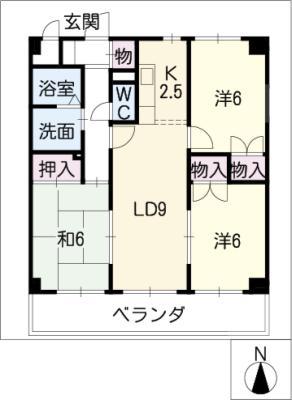 トゥールヴァンテアン(3LDK/1階)の間取り写真