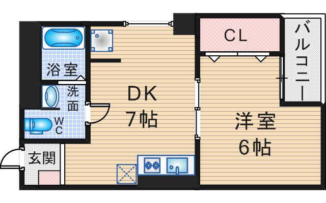 フェザー 豊中マンション(1DK/3階)の間取り写真