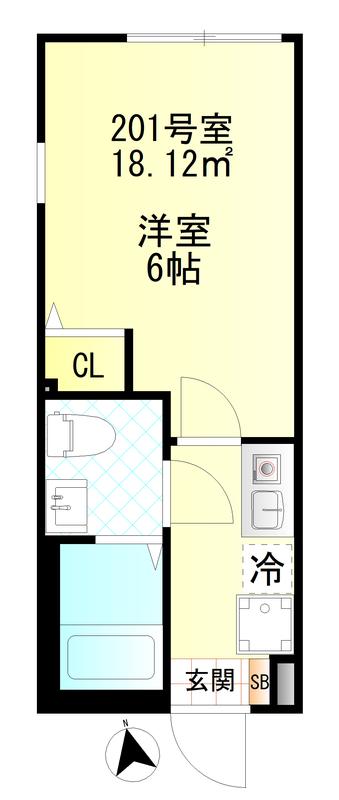 スターリング府中(1K/2階)の間取り写真