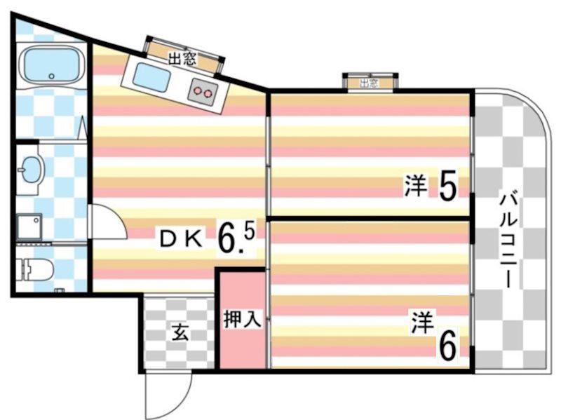 サンビルダー三宮(2LDK/8階)の間取り写真