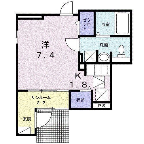 クライス(ワンルーム/1階)の間取り写真