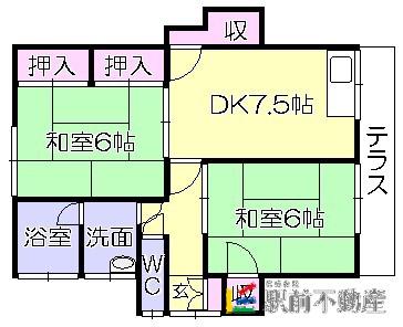 山川荘(2DK/1階)の間取り写真