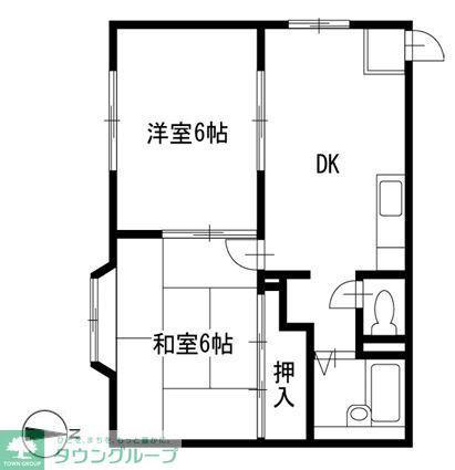 コアベルウッド(2DK/2階)の間取り写真