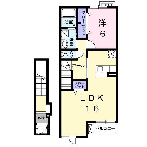 ブルックフィールド(1LDK/2階)の間取り写真