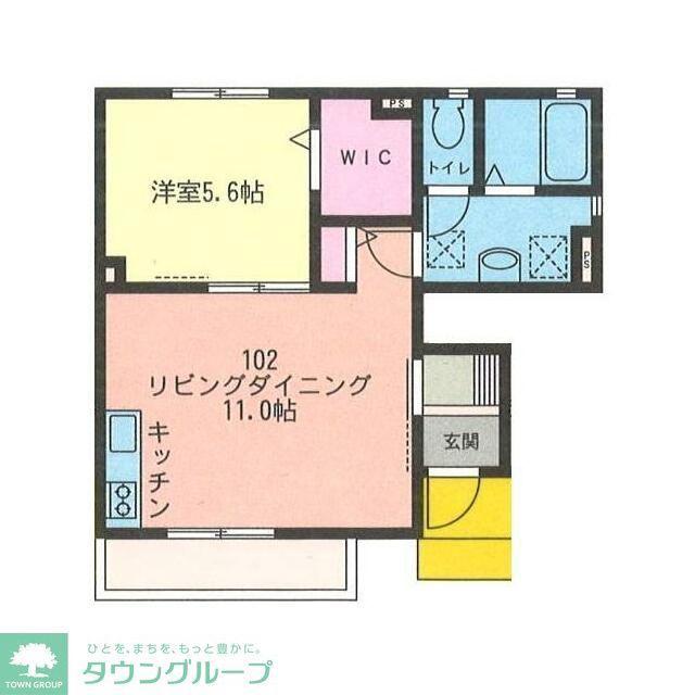 ハーモニー湘南(1LDK/1階)の間取り写真