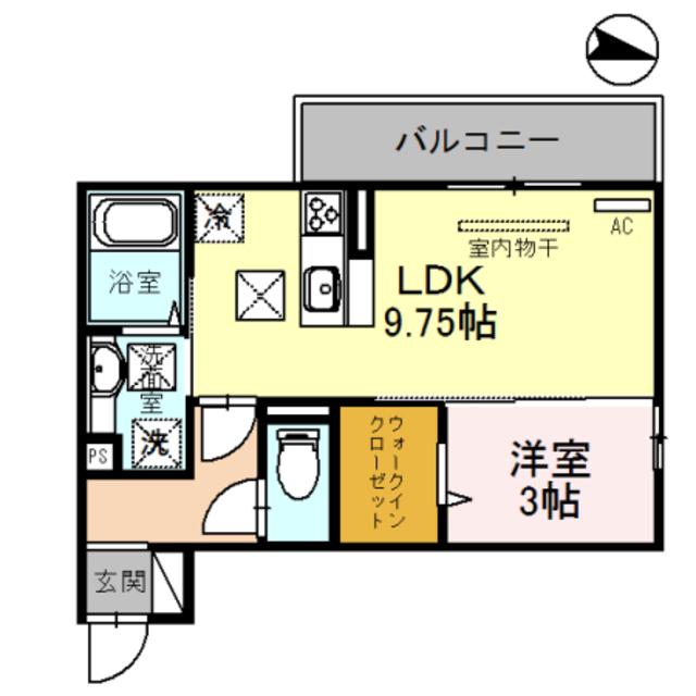 D-ROOM吹屋町 B棟(1LDK/3階)の間取り写真