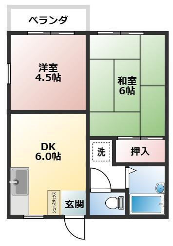 エステートピア21(2DK/2階)の間取り写真