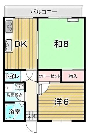 ラインアップII(2DK/2階)の間取り写真