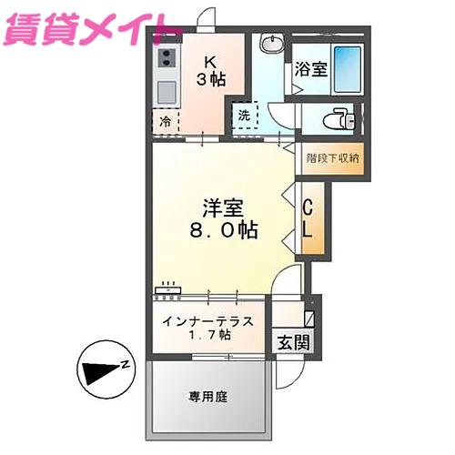 パティオ(1K/1階)の間取り写真