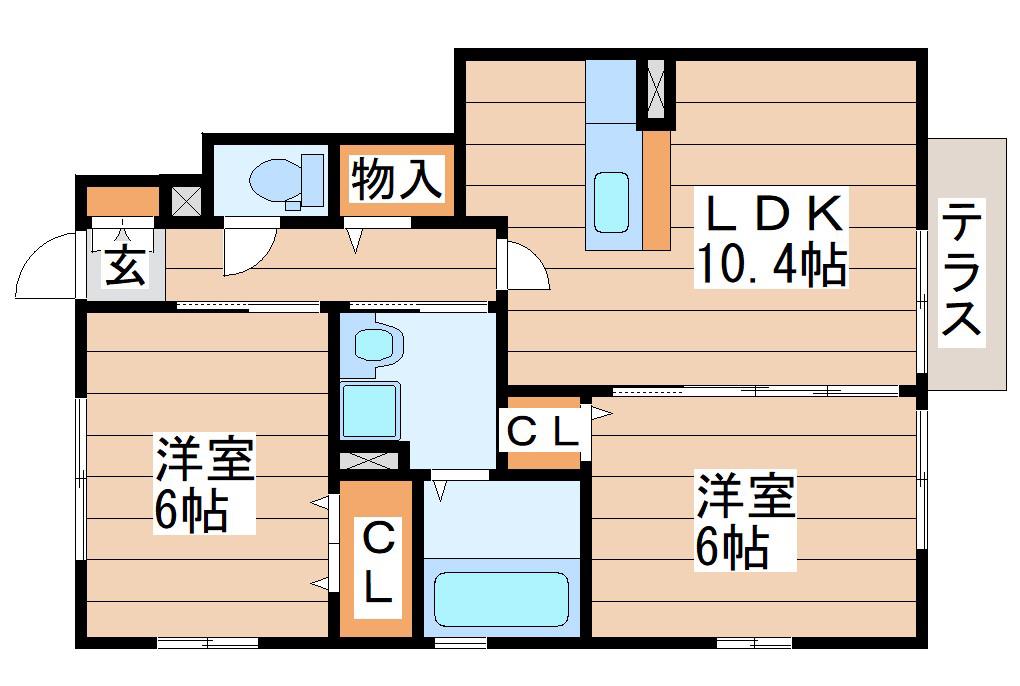 グランアリビエ(2LDK/1階)の間取り写真