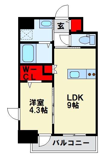 リレア山王(1LDK/9階)の間取り写真