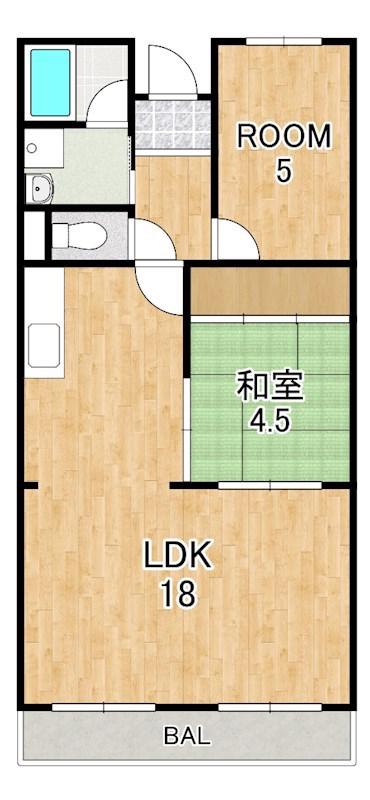 ヴェルドミール(2LDK/2階)の間取り写真