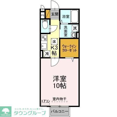 グランモア八柱(1K/1階)の間取り写真