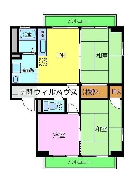 サングレイス横山(3DK/2階)の間取り写真