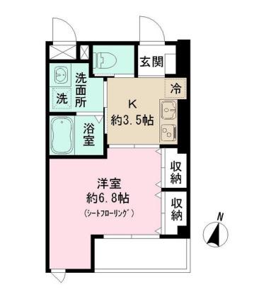 東京メトロ南北線 麻布十番駅 徒歩8分 5階建 築1年(1K/3階)の間取り写真