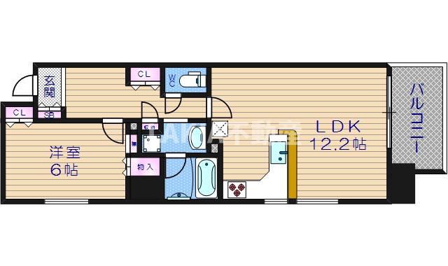 アーデン上本町(1LDK/4階)の間取り写真