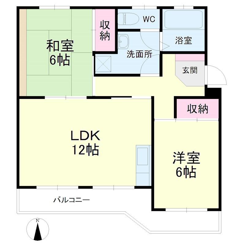 コーポ林(2LDK/3階)の間取り写真