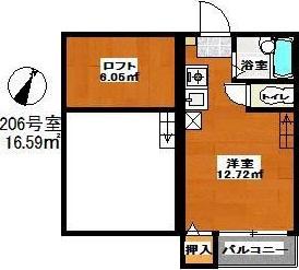 リバーサイド貝塚(ワンルーム/2階)の間取り写真