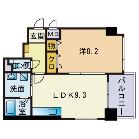 コンフォール博多駅南(1LDK/6階)の間取り写真
