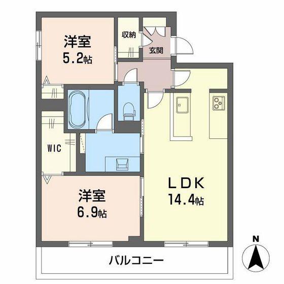 オースピシャス大安寺(2LDK/2階)の間取り写真