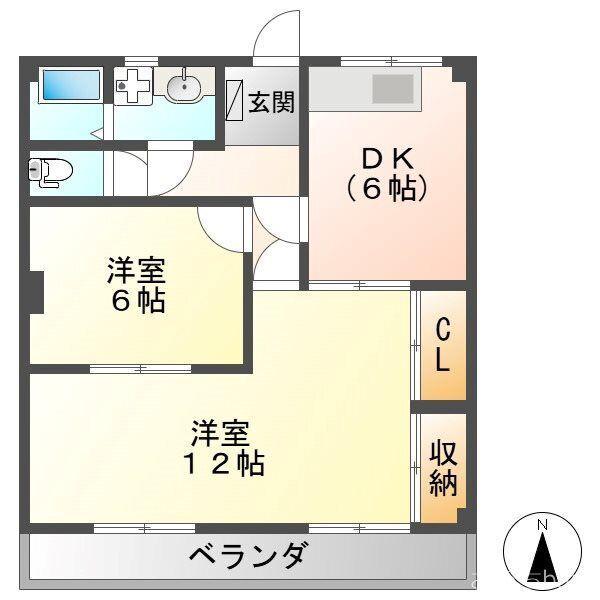ロイヤルハイツ柳津(2DK/2階)の間取り写真