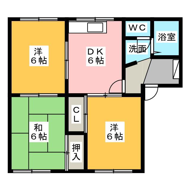 フレグランス中丸A(3DK/1階)の間取り写真