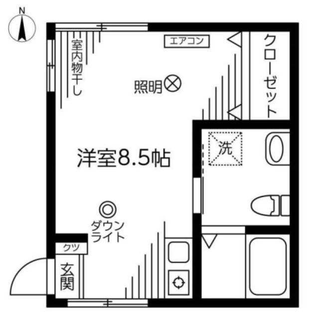 菊田ビル(ワンルーム/2階)の間取り写真