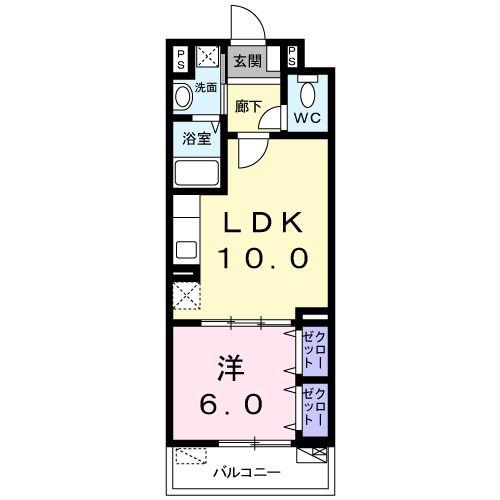 フィオーレ(1LDK/3階)の間取り写真