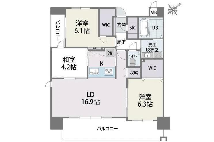 YGM松島LUXE(3LDK/5階)の間取り写真