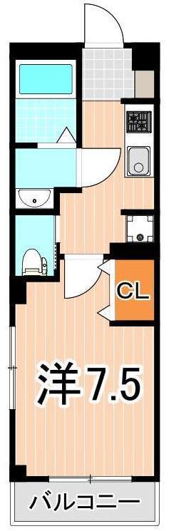 B`CASA東綾瀬(1K/2階)の間取り写真