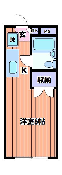 ハイツスバル谷(1K/1階)の間取り写真
