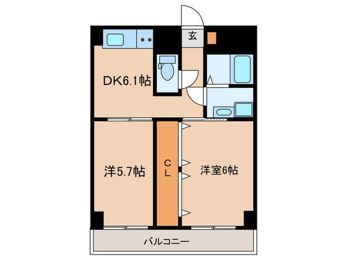 エスポフジヨシ(2DK/3階)の間取り写真
