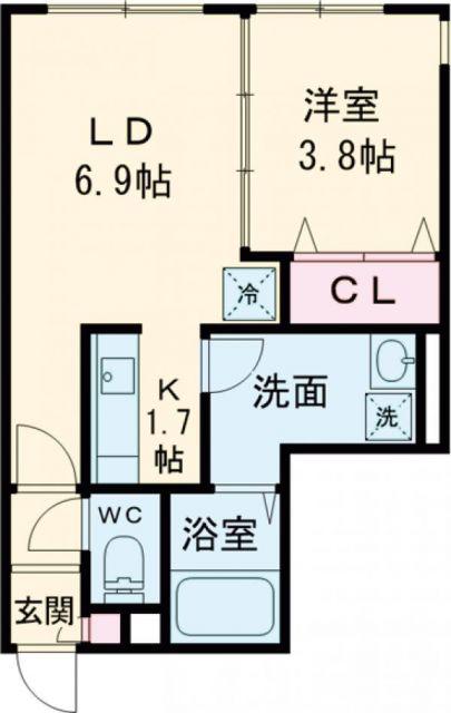 千歳市清流2丁目AP(1LDK/2階)の間取り写真