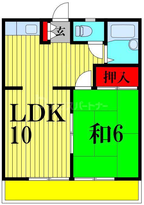 レインボーパレス(1LDK/2階)の間取り写真