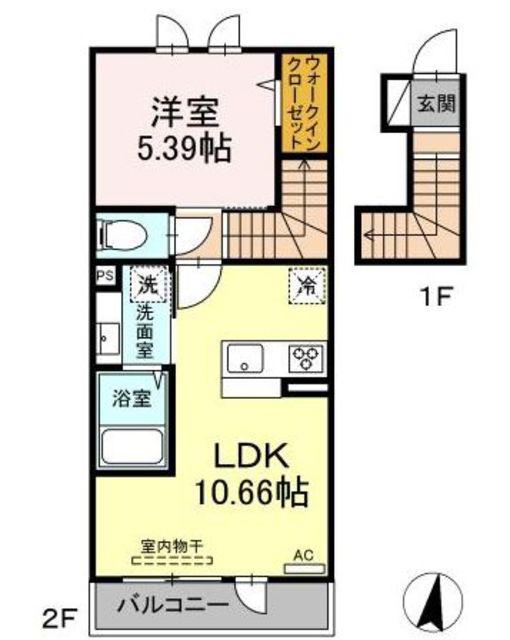 エクセリア春日町(1LDK/2階)の間取り写真