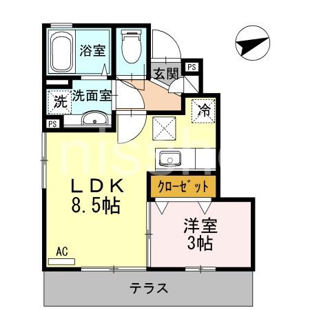 グレイス八千代(1LDK/1階)の間取り写真