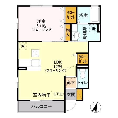 メゾン シャトル(1LDK/1階)の間取り写真
