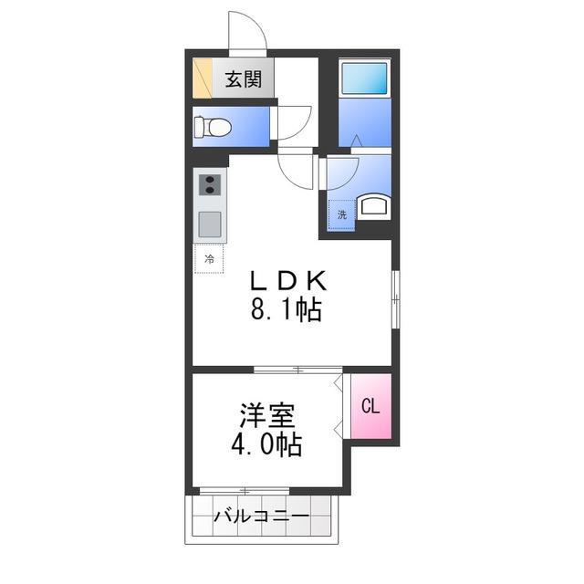 D PORTA CACTO(1LDK/3階)の間取り写真