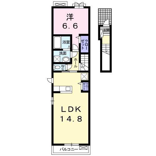 ブリーズ・K 壱番館(1LDK/2階)の間取り写真
