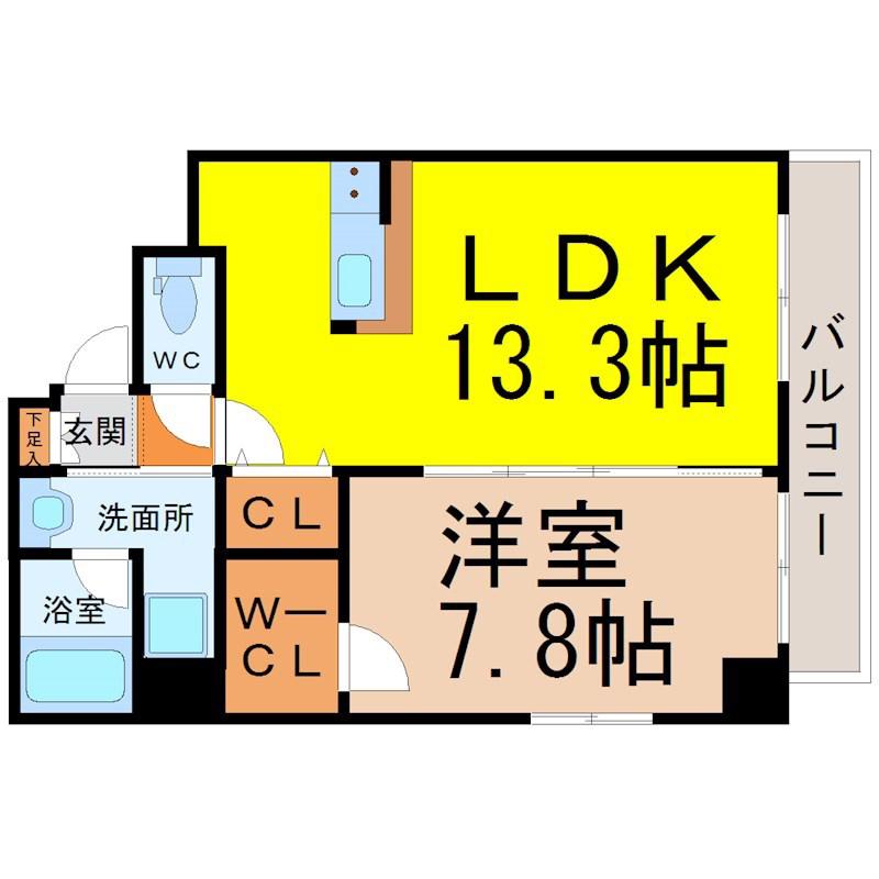 ラプーリア御器所(1LDK/3階)の間取り写真