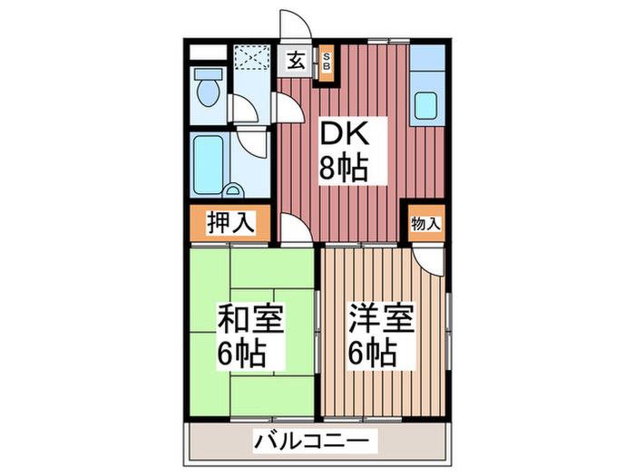 コスモス・アライ(2DK/2階)の間取り写真