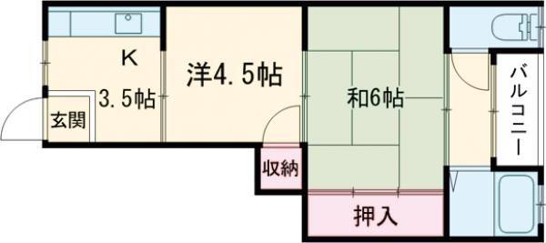 グランコートII番館(2K/2階)の間取り写真