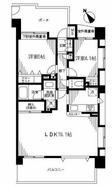 ベルポート和光丸山台(2LDK/7階)の間取り写真