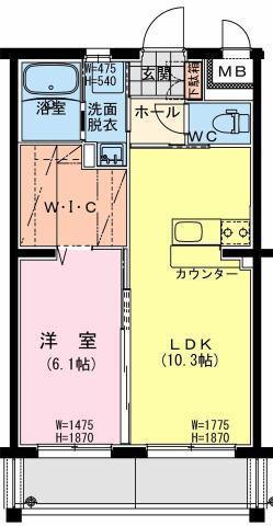 デイドリーム(1LDK/1階)の間取り写真