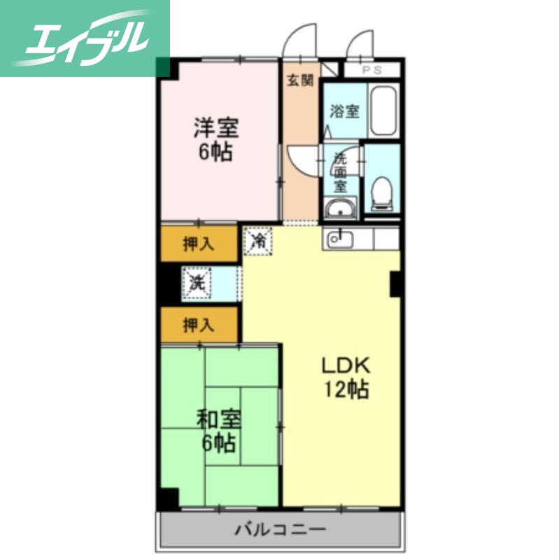 ハイライズ遠藤(2LDK/3階)の間取り写真