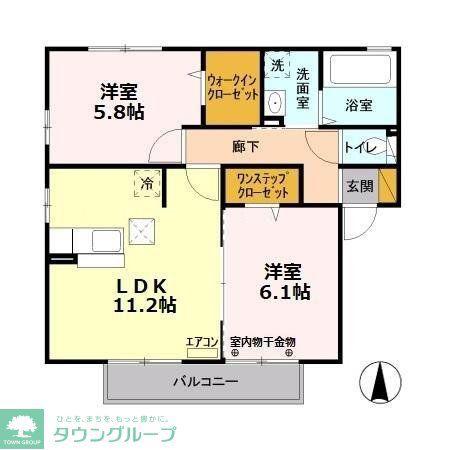 トミーパーリーD(2LDK/1階)の間取り写真