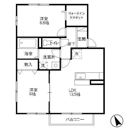 リビングタウン飯岡新田II(2LDK/1階)の間取り写真