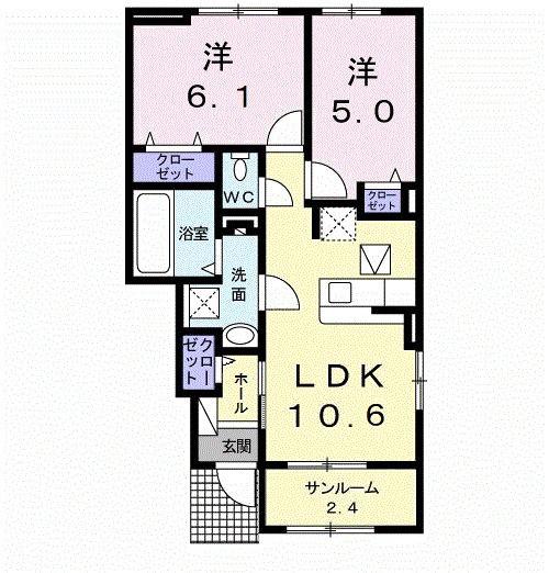 ベルデ・S(2LDK/1階)の間取り写真