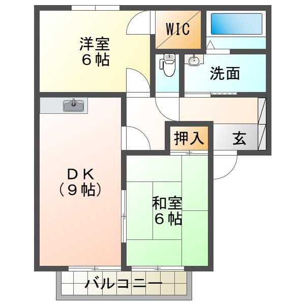 サンビレッジ吉川(2DK/2階)の間取り写真
