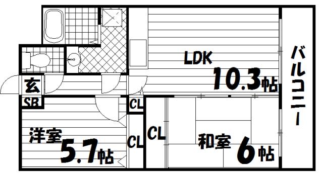 オークハイツ(2LDK/3階)の間取り写真